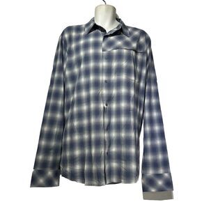 american tall blue plaid Hike Open Sky long sleeve shirt Size LT